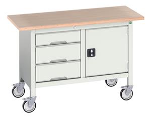 Verso Mobile Work Benches for assembly and production Verso 1250x600 Mobile Storage Bench M4